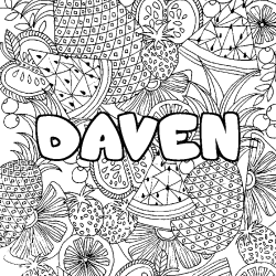 Coloración del nombre DAVEN - decorado mandala de frutas