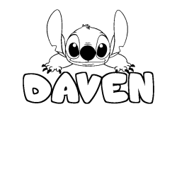 Coloración del nombre DAVEN - decorado Stitch