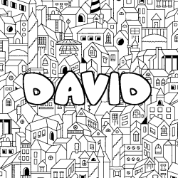 Coloración del nombre DAVID - decorado ciudad