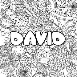 Coloración del nombre DAVID - decorado mandala de frutas