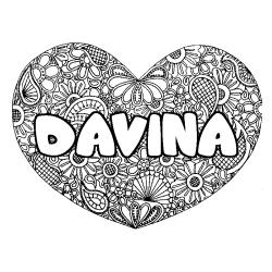 Dibujo para colorear DAVINA - decorado mandala de coraz&oacute;n