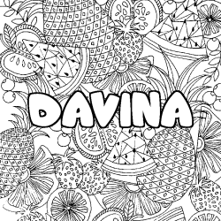 Dibujo para colorear DAVINA - decorado mandala de frutas