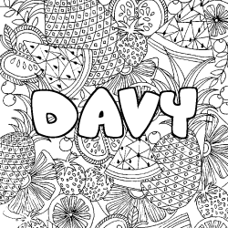 Coloración del nombre DAVY - decorado mandala de frutas