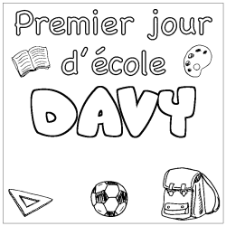 Dibujo para colorear DAVY - decorado primer d&iacute;a de escuela