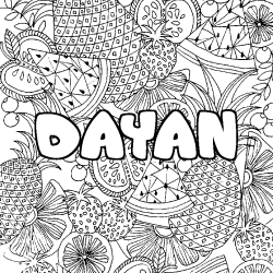 Coloración del nombre DAYAN - decorado mandala de frutas