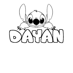 Coloración del nombre DAYAN - decorado Stitch