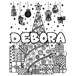 Coloración del nombre DEBORA - decorado árbol de Navidad y regalos