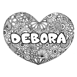 Coloración del nombre DEBORA - decorado mandala de corazón