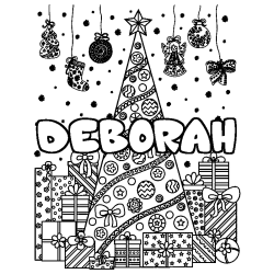 Coloración del nombre DEBORAH - decorado árbol de Navidad y regalos