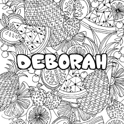 Coloración del nombre DEBORAH - decorado mandala de frutas