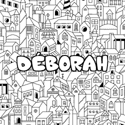 Dibujo para colorear D&Eacute;BORAH - decorado ciudad