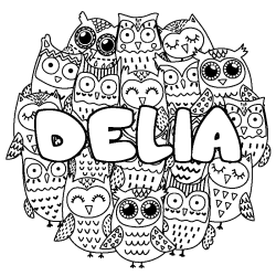 Dibujo para colorear DELIA - decorado b&uacute;hos