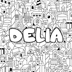 Coloración del nombre DELIA - decorado ciudad