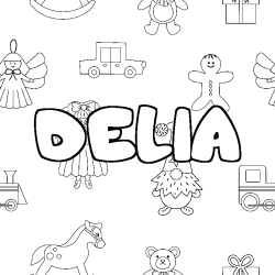 Dibujo para colorear DELIA - decorado juguetes