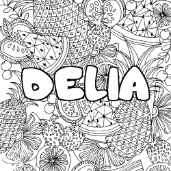 Coloración del nombre DELIA - decorado mandala de frutas