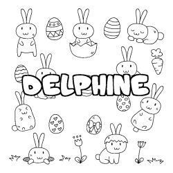 Coloración del nombre DELPHINE - decorado Pascua