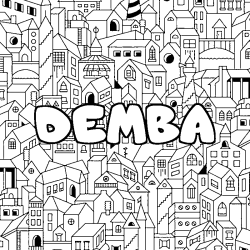 Dibujo para colorear DEMBA - decorado ciudad