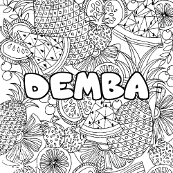 Dibujo para colorear DEMBA - decorado mandala de frutas
