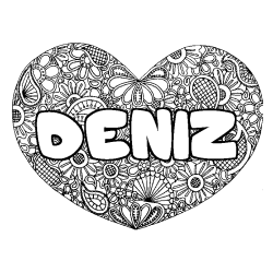 Coloración del nombre DENIZ - decorado mandala de corazón