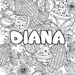 Coloración del nombre DIANA - decorado mandala de frutas