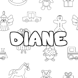 Dibujo para colorear DIANE - decorado juguetes