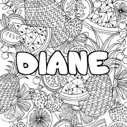 Coloración del nombre DIANE - decorado mandala de frutas