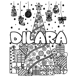 Coloración del nombre DILARA - decorado árbol de Navidad y regalos