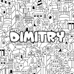 Coloración del nombre DIMITRY - decorado ciudad