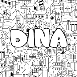 Dibujo para colorear DINA - decorado ciudad