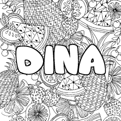 Dibujo para colorear DINA - decorado mandala de frutas