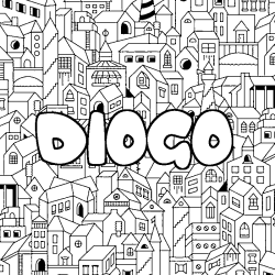 Dibujo para colorear DIOGO - decorado ciudad