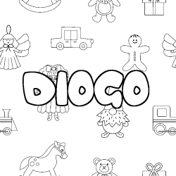 Dibujo para colorear DIOGO - decorado juguetes