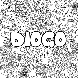 Coloración del nombre DIOGO - decorado mandala de frutas