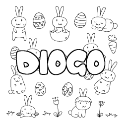 Coloración del nombre DIOGO - decorado Pascua