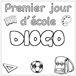Dibujo para colorear DIOGO - decorado primer d&iacute;a de escuela