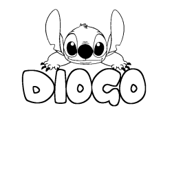 Coloración del nombre DIOGO - decorado Stitch
