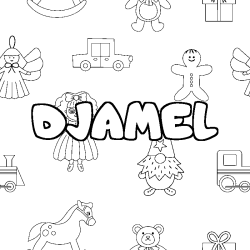 Dibujo para colorear DJAMEL - decorado juguetes