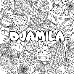 Dibujo para colorear DJAMILA - decorado mandala de frutas