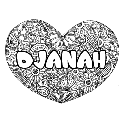 Dibujo para colorear DJANAH - decorado mandala de coraz&oacute;n