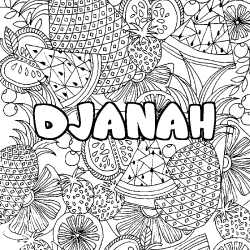 Coloración del nombre DJANAH - decorado mandala de frutas