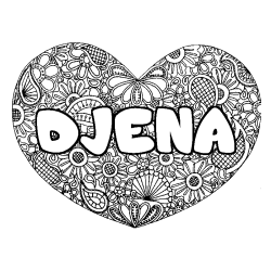 Dibujo para colorear DJENA - decorado mandala de coraz&oacute;n