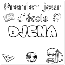 Dibujo para colorear DJENA - decorado primer d&iacute;a de escuela