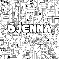 Dibujo para colorear DJENNA - decorado ciudad