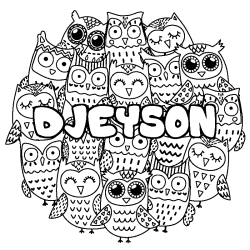 Coloración del nombre DJEYSON - decorado búhos