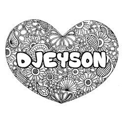 Coloración del nombre DJEYSON - decorado mandala de corazón