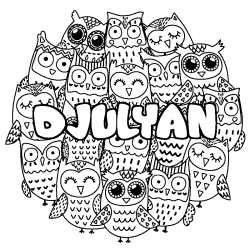 Coloración del nombre DJULYAN - decorado búhos