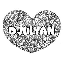 Coloración del nombre DJULYAN - decorado mandala de corazón