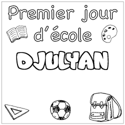 Dibujo para colorear DJULYAN - decorado primer d&iacute;a de escuela