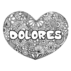 Coloración del nombre DOLORES - decorado mandala de corazón