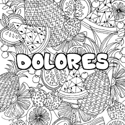 Coloración del nombre DOLORES - decorado mandala de frutas